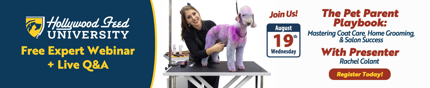 Hollywood Feed University Free Expert Webinar _ Live Q&A. The Pet Parent Playbook: Mastering Coat Care, Home Grooming, & Salon Success With PResenter Rachel Colant - Register Today!